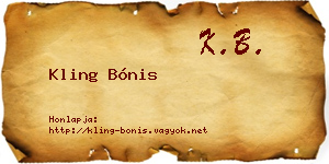 Kling Bónis névjegykártya
